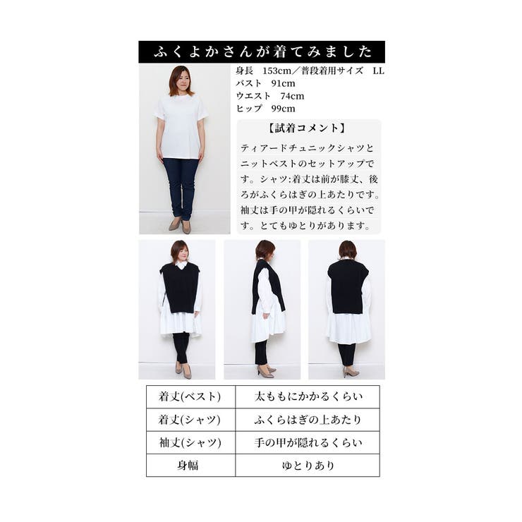 着まわしの幅が広がるニットベストとシャツワンピースの2点セット