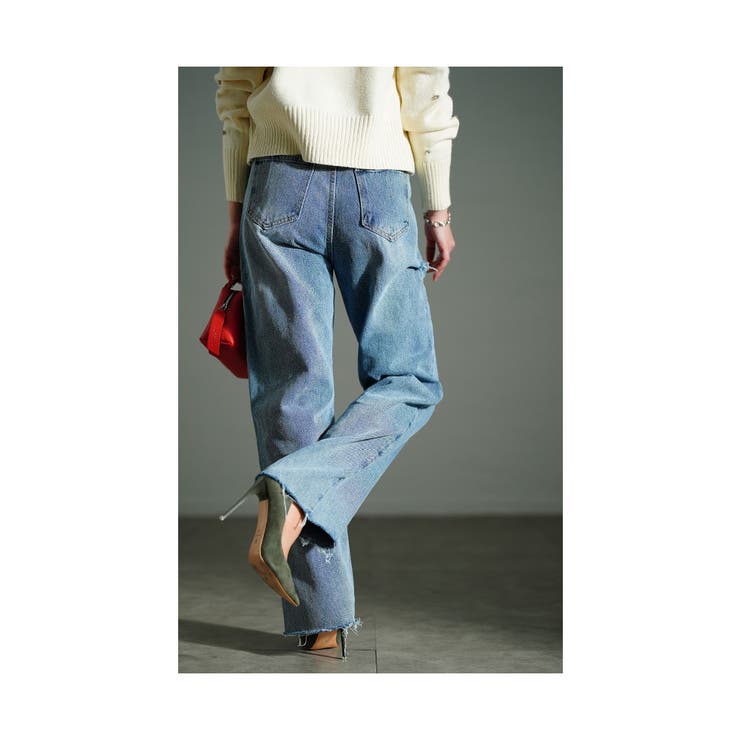 大人の垢抜けヴィンテージダメージデニムパンツ【2月27日20時販売新作】