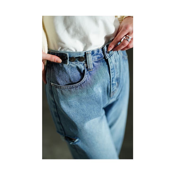 大人の垢抜けヴィンテージダメージデニムパンツ【2月27日20時販売新作】