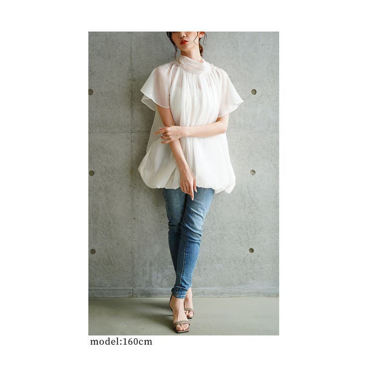 バックリボンのシアーバルーンプルオーバーブラウス【3月8日20時販売新作】