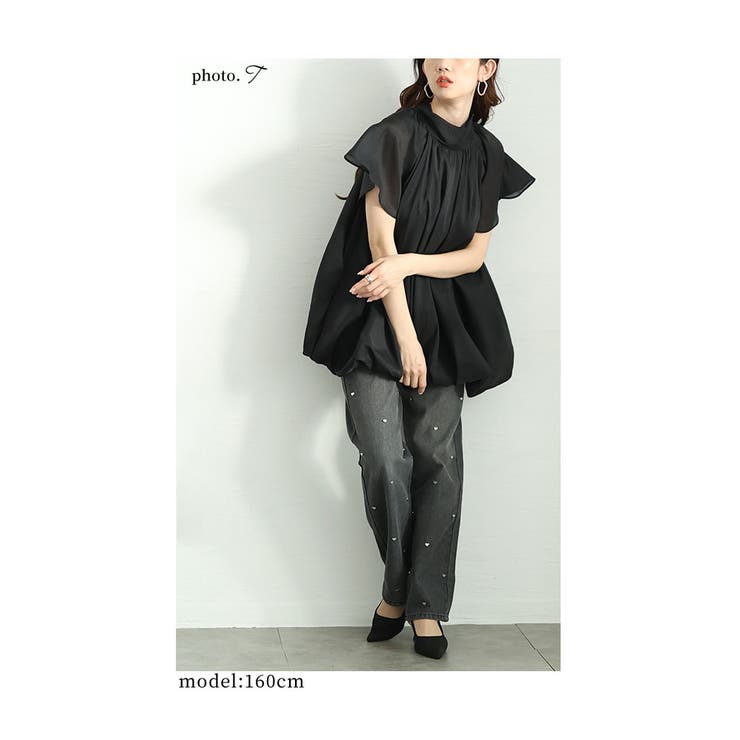 バックリボンのシアーバルーンプルオーバーブラウス【3月8日20時販売新作】