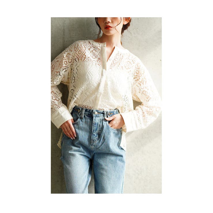 ヘルシーな大人の肌見せ透かしレースシャツブラウス レディース ファッション | Sawa a la mode | 詳細画像11 