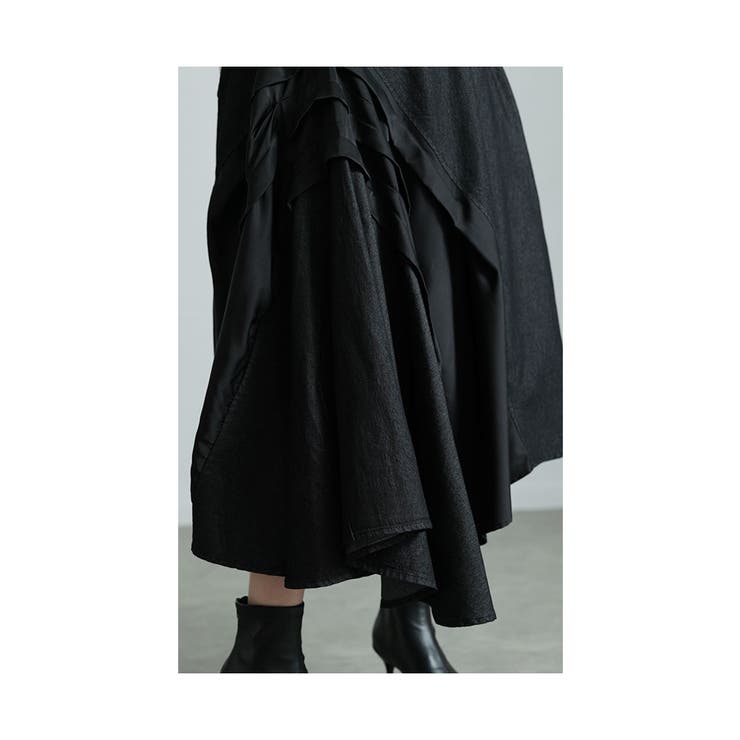 存在感を引き出すアシンメトリー異素材スカート【3月3日20時販売新作】