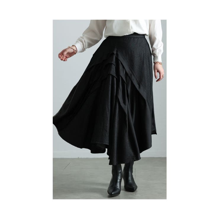 存在感を引き出すアシンメトリー異素材スカート【3月3日20時販売新作】