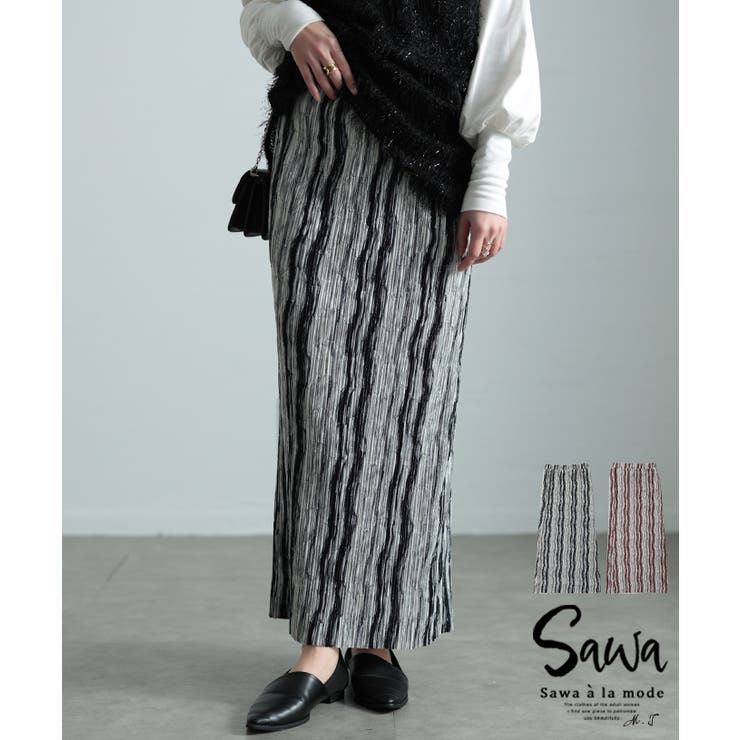 スタイリッシュさ宿るストライプ柄プリーツスカート レディース ファッション | Sawa a la mode | 詳細画像1 