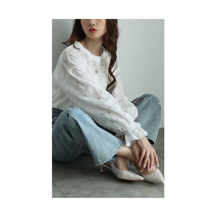 優美な花刺繍レースのキャンディースリーブトップス レディース ファッション | Sawa a la mode | 詳細画像13 