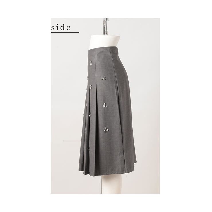 クリスタルビジューが輝く高貴なミディ丈プリーツスカート レディース ファッション | Sawa a la mode | 詳細画像21 