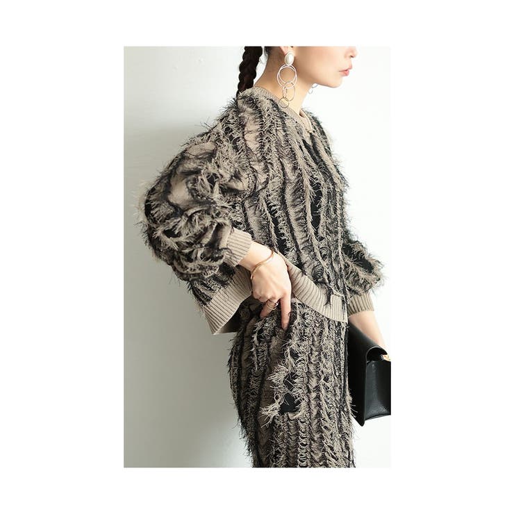 着映える旬顔フリンジストライプニット レディース ファッション | Sawa a la mode | 詳細画像6 