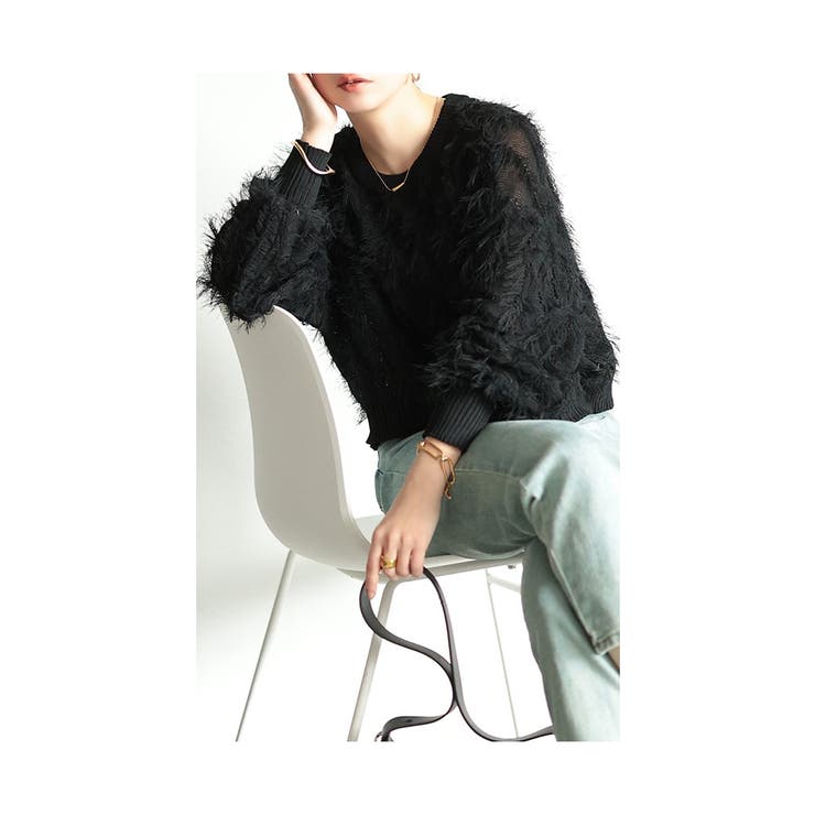 着映える旬顔フリンジストライプニット レディース ファッション | Sawa a la mode | 詳細画像13 