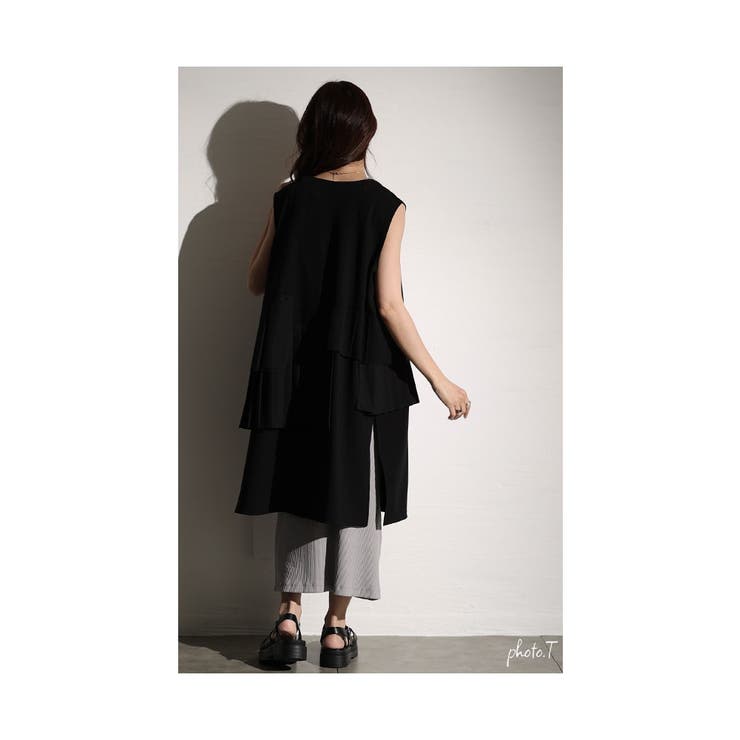 甘さを加えるアシンメトリープリーツジレ【3月13日20時販売新作】