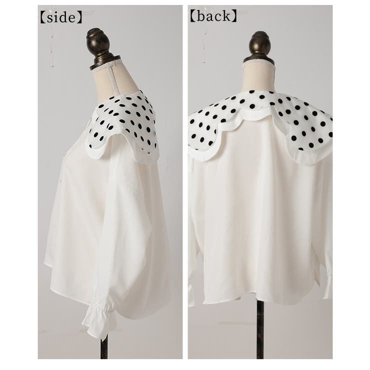 レトロ可愛いスカラップ襟のドットカラーシャツブラウス レディース ファッション | Sawa a la mode | 詳細画像22 
