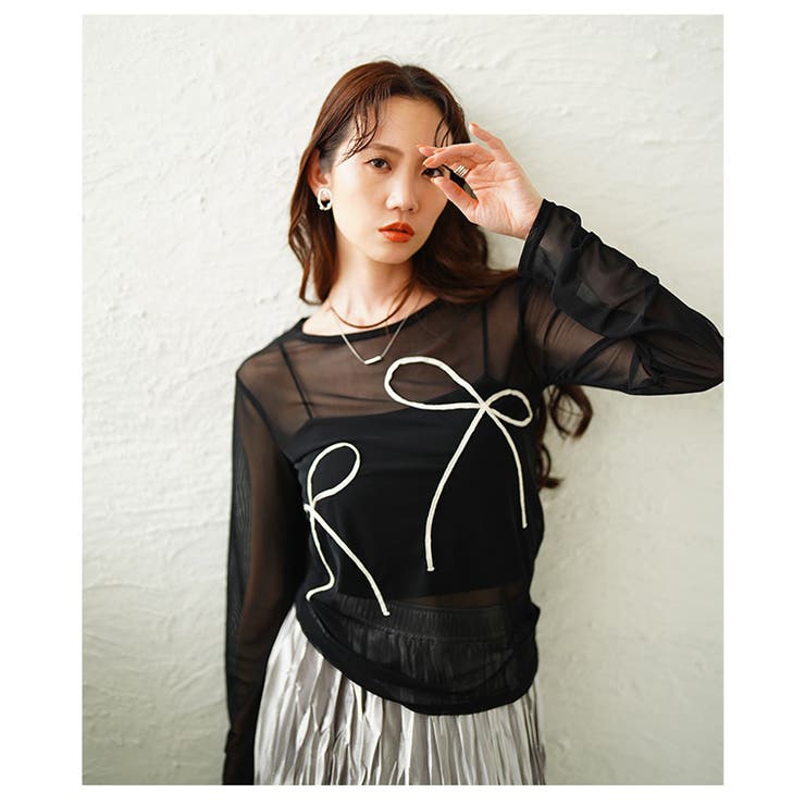 こなれた大人の可愛さ溢れるシアーリボンコード刺繍プルオーバー レディース ファッ… | Sawa a la mode | 詳細画像8 