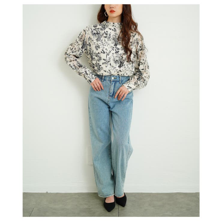 バックリボンが目を惹くボタニカル柄シアーシャツブラウス レディース ファッション | Sawa a la mode | 詳細画像12 