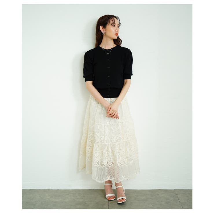 2025人気特価 華やかさと繊細さを兼ね備えた刺繍レースティアードスカート 服＆ファッション小物