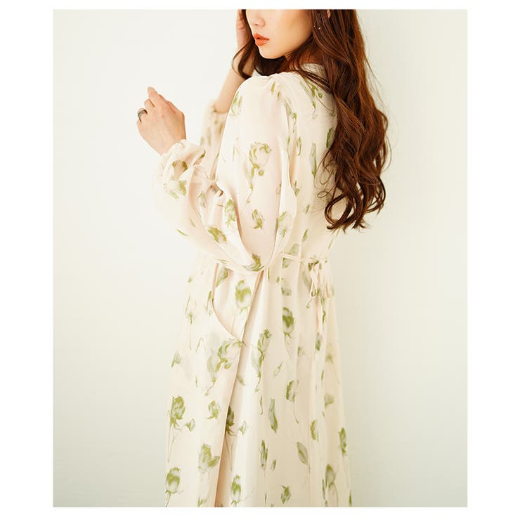 ふわり爽やかな風が吹くボタニカル柄カシュクールシアーワンピース レディース | Sawa a la mode | 詳細画像8 