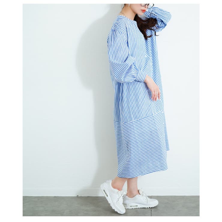 爽やかジェンヌなストライプ柄シャツワンピース【3月27日20時販売新作】