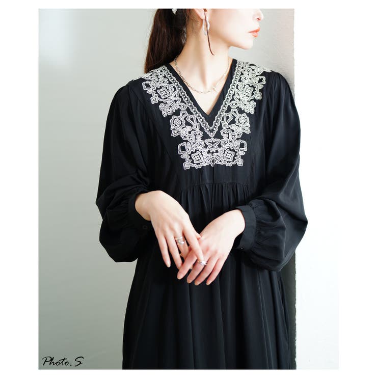 お顔を華やかにする花柄レース刺繍ワンピース レディース お顔を華やかにする花柄レース刺繍ワンピース レディース