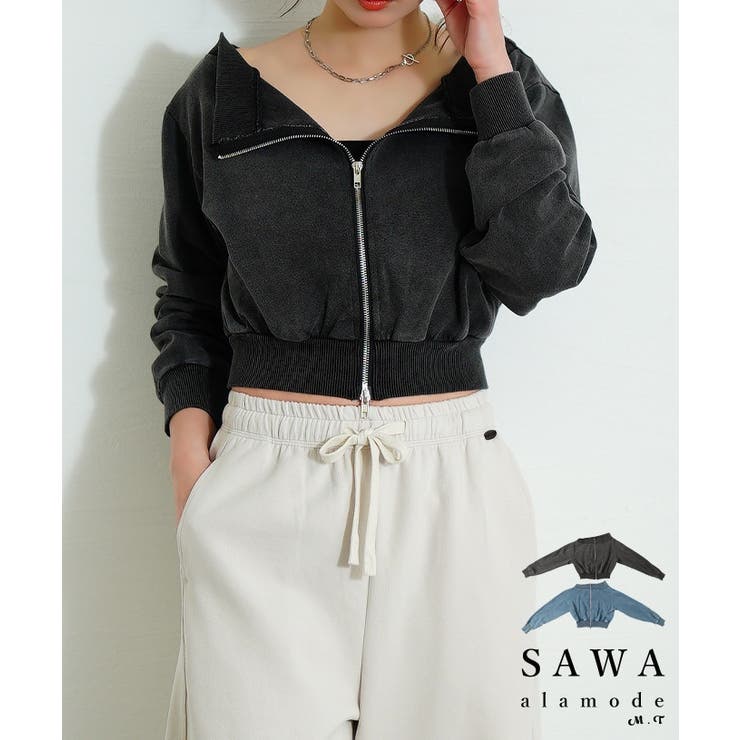 ヒトクセでこなれるジップアップショートスウェット レディース ファッション | Sawa a la mode | 詳細画像1 