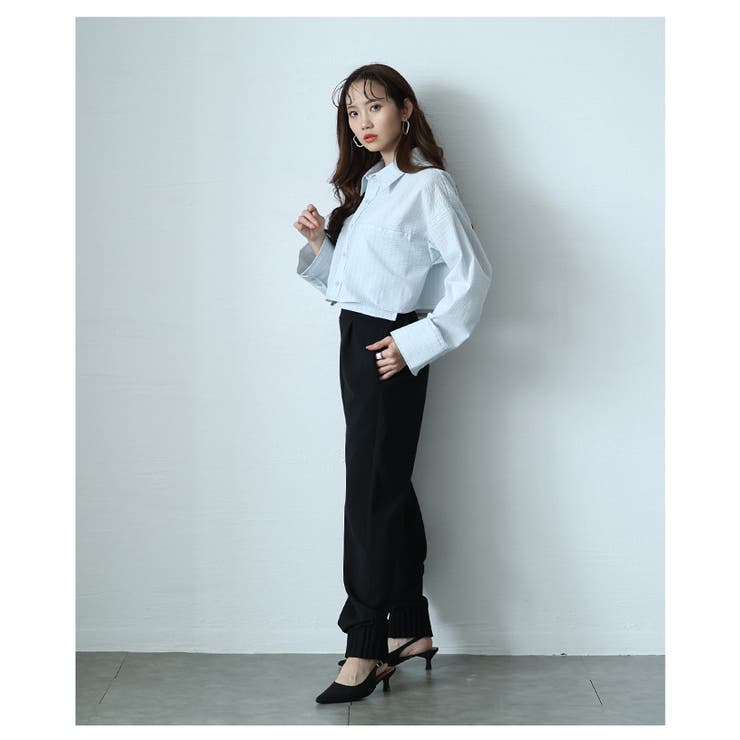 ヒトクセ加えた裾タックフリルジョーゼットパンツ【4月2日20時販売新作】