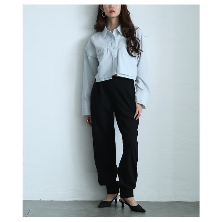 ヒトクセ加えた裾タックフリルジョーゼットパンツ【4月2日20時販売新作】