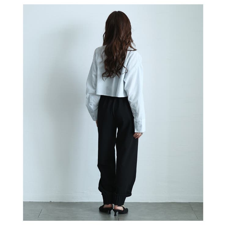 ヒトクセ加えた裾タックフリルジョーゼットパンツ【4月2日20時販売新作】
