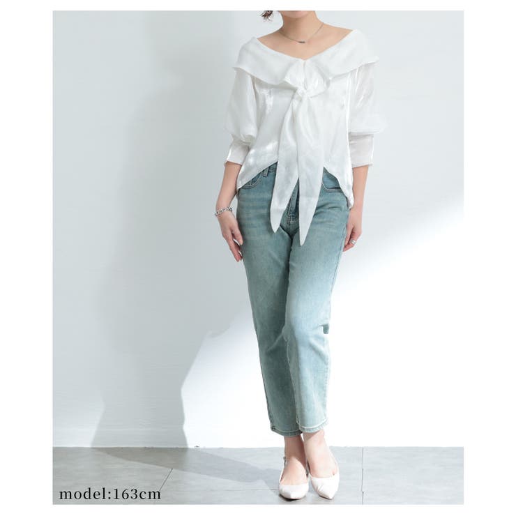 ラグジュアリーに着映えるリボンタイ付きプルオーバー レディース ファッション | Sawa a la mode | 詳細画像4 