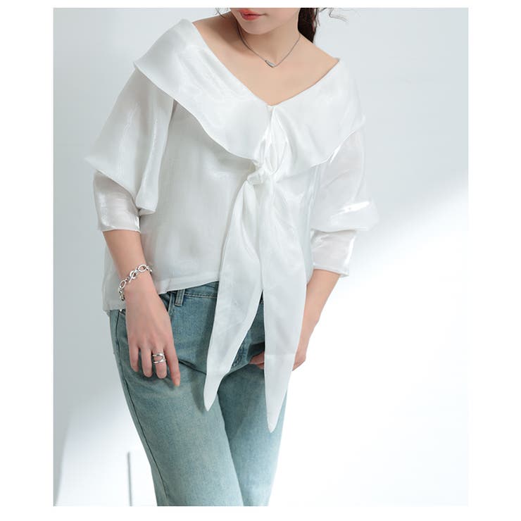 ラグジュアリーに着映えるリボンタイ付きプルオーバー レディース ファッション | Sawa a la mode | 詳細画像20 