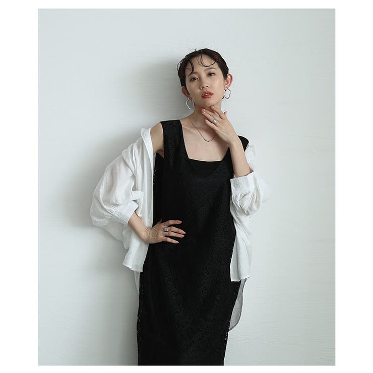 風通り抜けるレース編みノースリーブロングワンピース【4月9日20時販売新作】