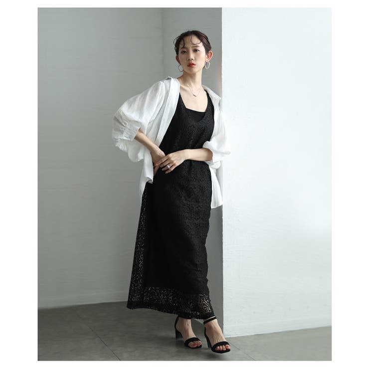 風通り抜けるレース編みノースリーブロングワンピース【4月9日20時販売新作】