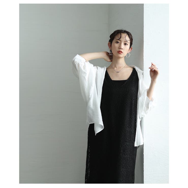 風通り抜けるレース編みノースリーブロングワンピース【4月9日20時販売新作】