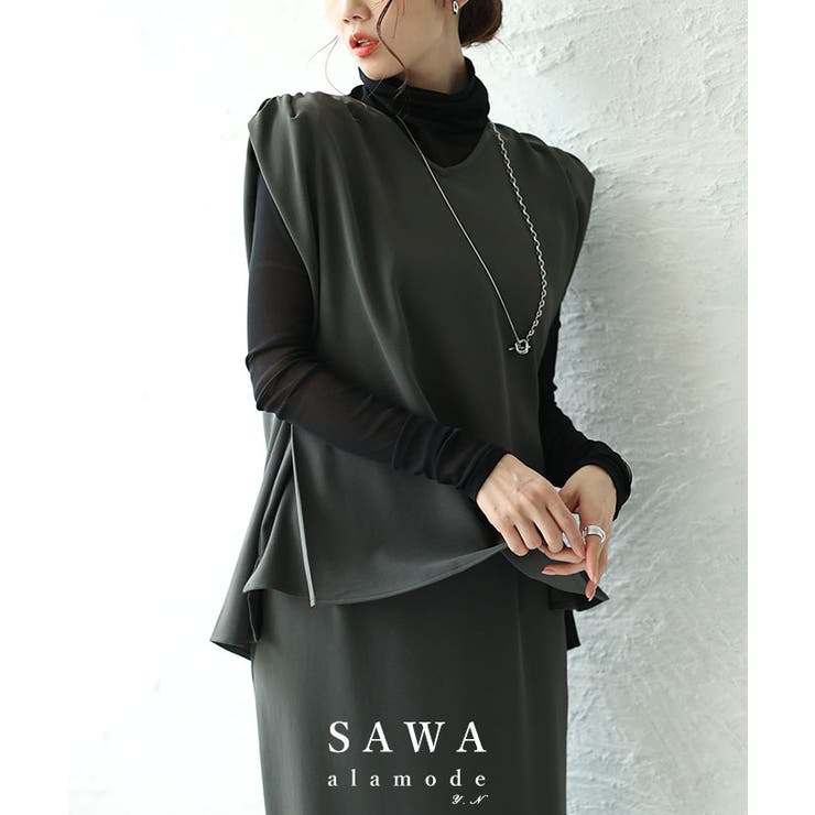 大人の高見えサイドタック入りギャザースリーブトップス レディース ファッション | Sawa a la mode | 詳細画像1 
