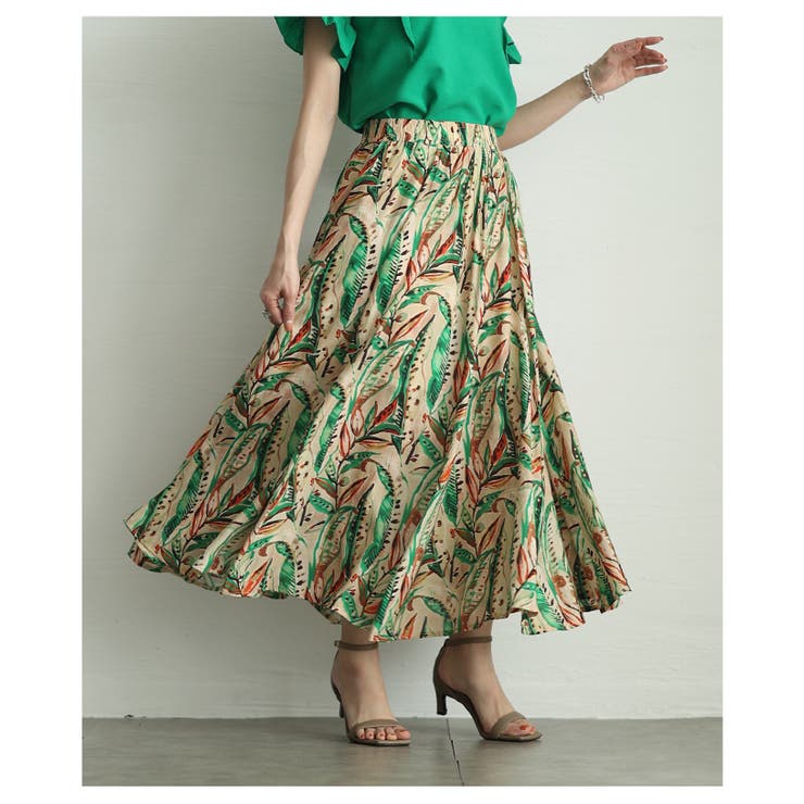 軽やかに揺れる色鮮やかなボタニカル柄ロングスカート レディース ファッション | Sawa a la mode | 詳細画像4 