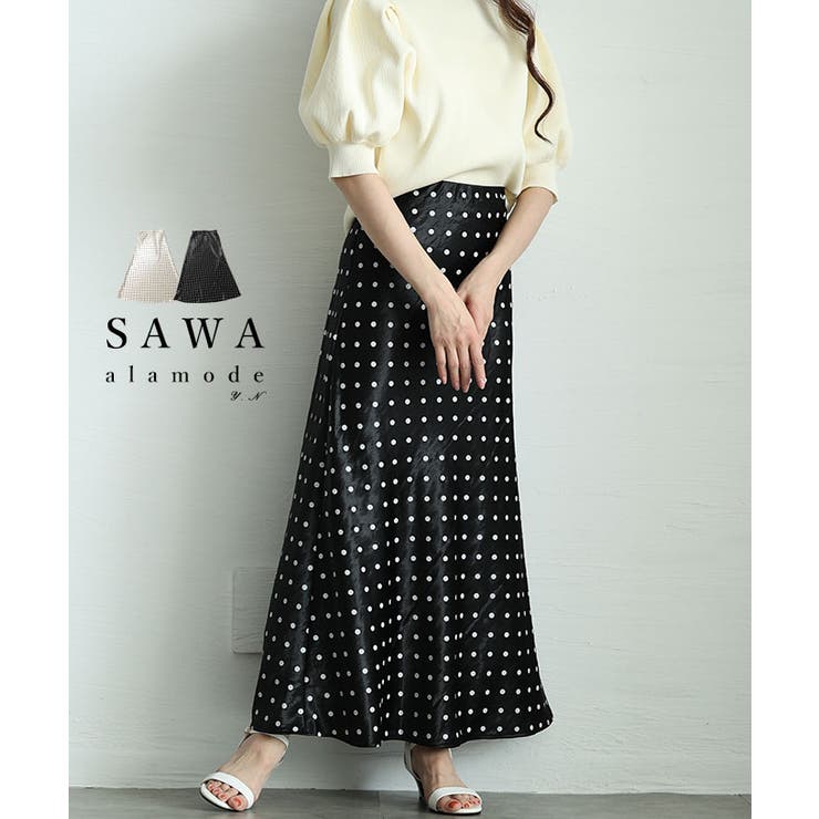 リュクスな雰囲気に包まれる艶サテンドットフレアスカート レディース ファッション | Sawa a la mode | 詳細画像1 