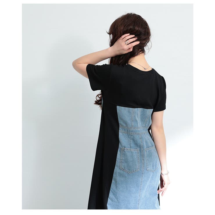 着痩せが叶う異素材デニムワンピース【4月7日20時販売新作】