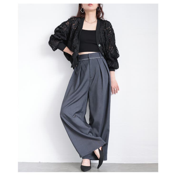 ツータックスラックスハイウエストパンツ【4月19日20時販売新作】