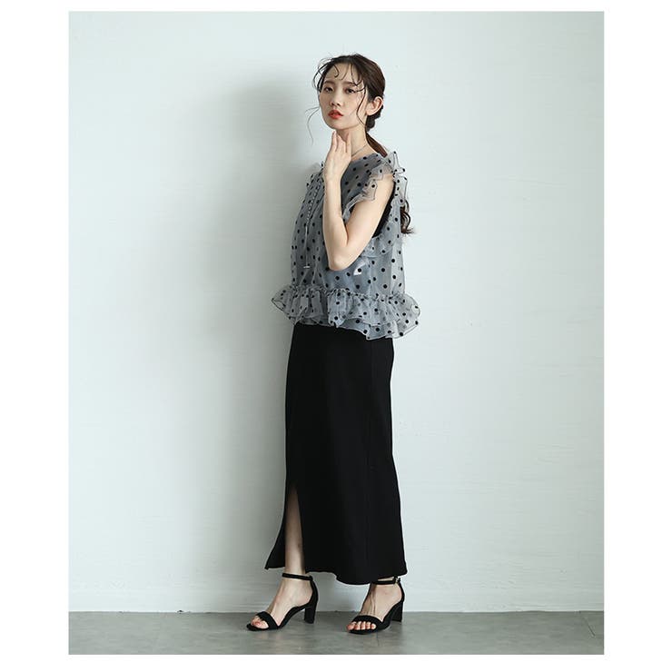 フロッキードットチュールシアートップス【4月16日20時販売新作】