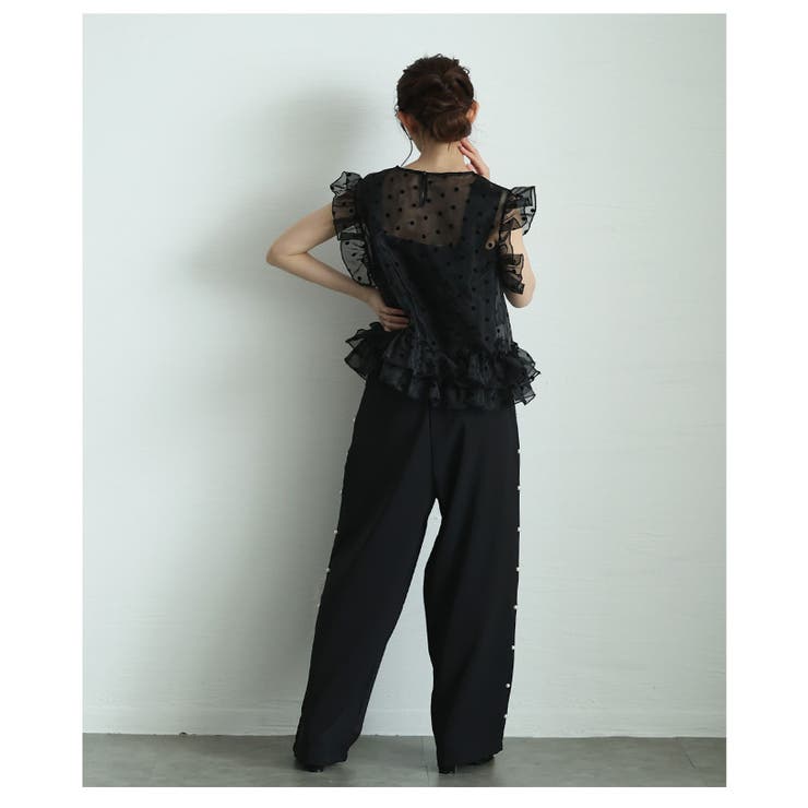 フロッキードットチュールシアートップス【4月16日20時販売新作】