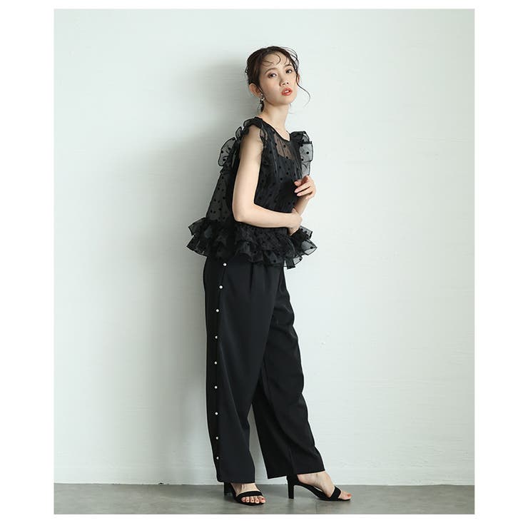 フロッキードットチュールシアートップス【4月16日20時販売新作】