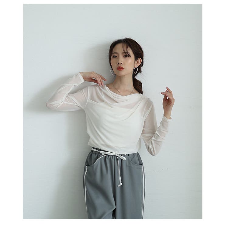 最安 ルーズな抜け感を与えるシアーボートネックプルオーバー Clothing