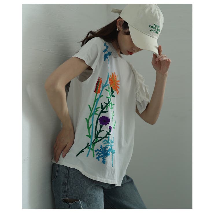 花を添えたインド手刺繍フリルトップス【4月26日20時販売新作】