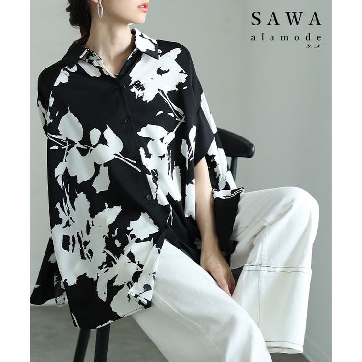 揺れるドレープが美しいフラワーシルエットドルマンブラウス レディース ファッション | Sawa a la mode | 詳細画像1 