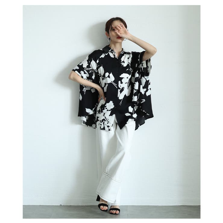 美ドレープフラワーシルエットドルマンブラウス【4月26日20時販売新作】