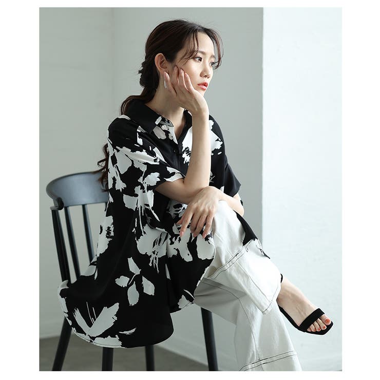 美ドレープフラワーシルエットドルマンブラウス【4月26日20時販売新作】