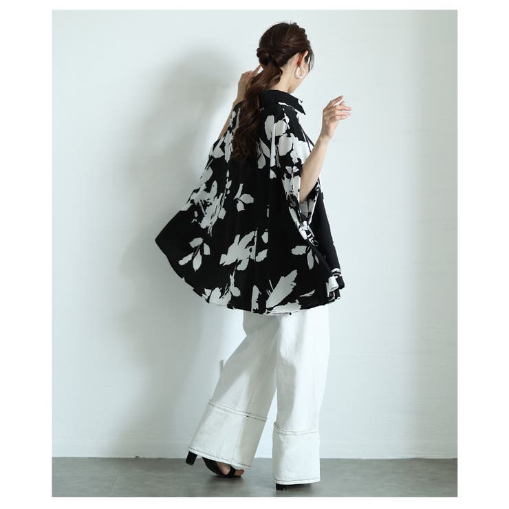 美ドレープフラワーシルエットドルマンブラウス【4月26日20時販売新作】