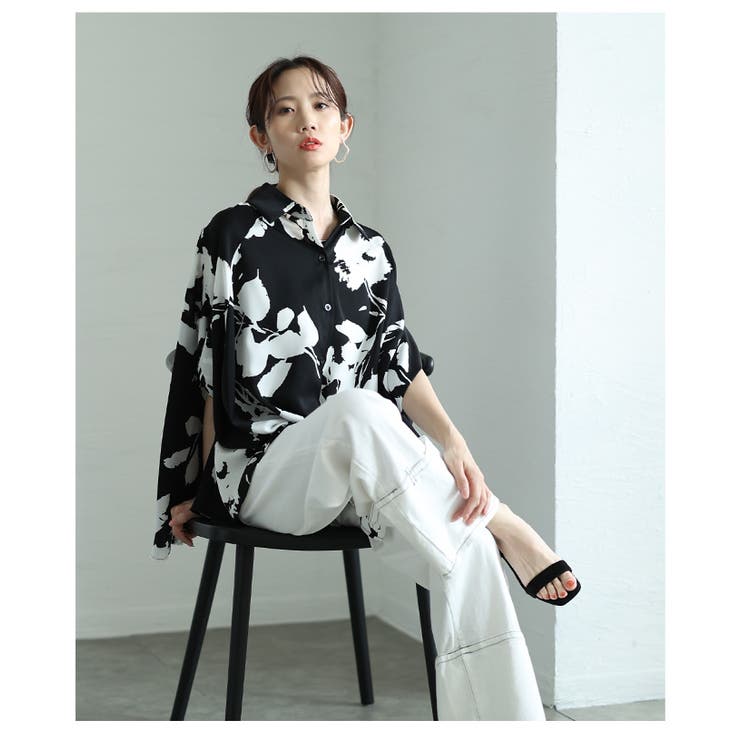 美ドレープフラワーシルエットドルマンブラウス【4月26日20時販売新作】