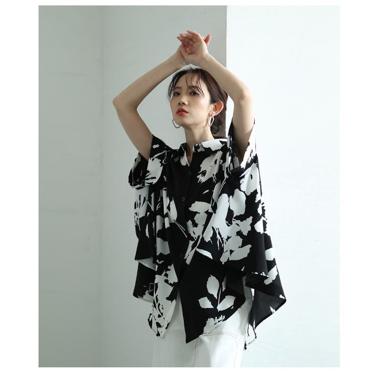 美ドレープフラワーシルエットドルマンブラウス【4月26日20時販売新作】