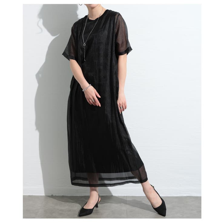 風を感じる接触冷感シフォンドッキングワンピース【4月21日20時販売新作】