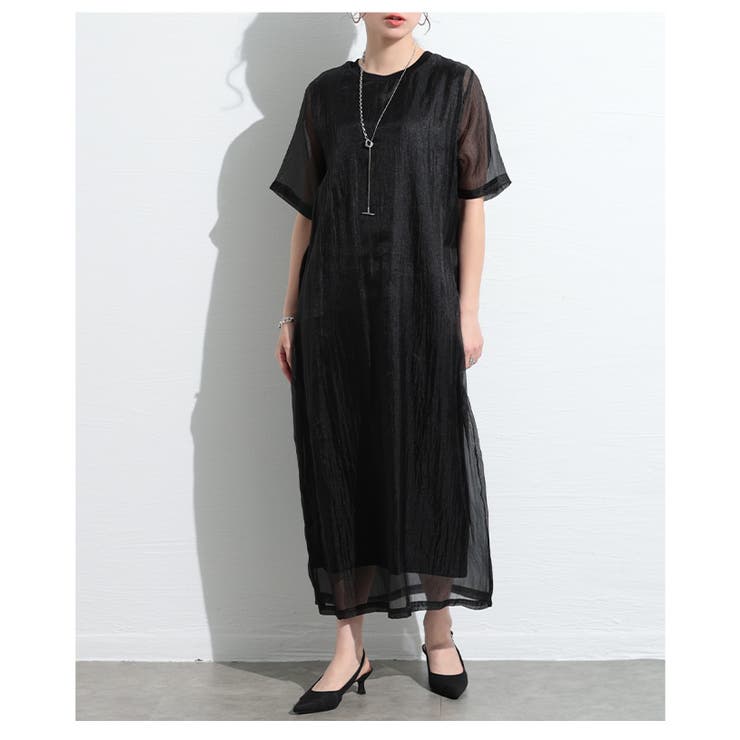 風を感じる接触冷感シフォンドッキングワンピース【4月21日20時販売新作】