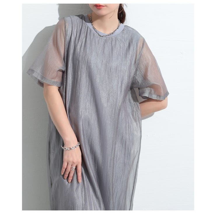 風を感じる接触冷感シフォンドッキングワンピース【4月21日20時販売新作】