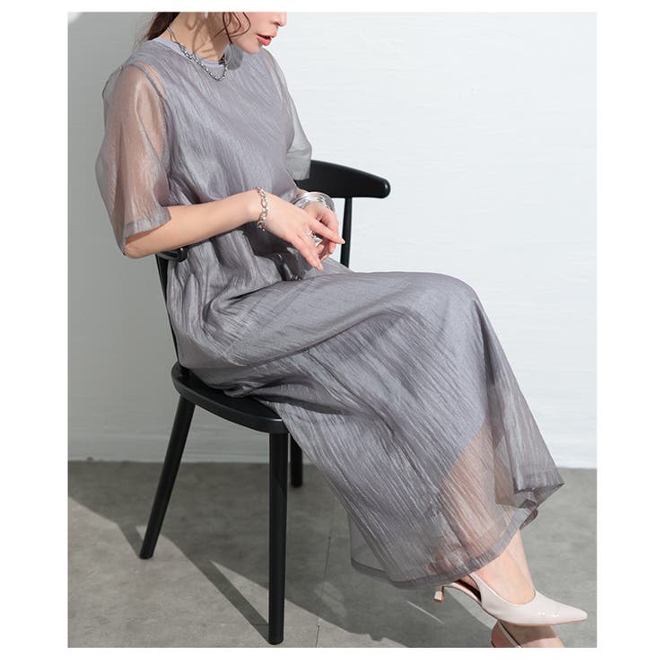 風を感じる接触冷感シフォンドッキングワンピース【4月21日20時販売新作】